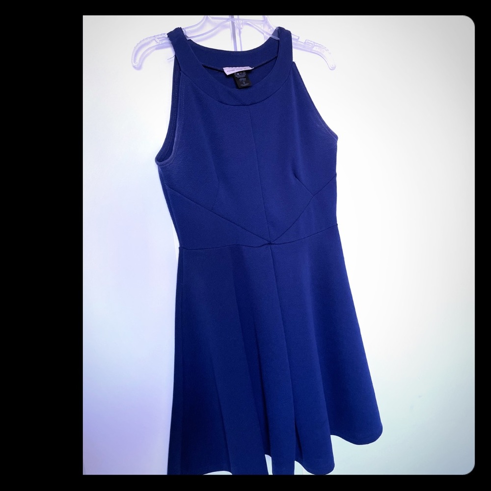 Blue halter a-line dress